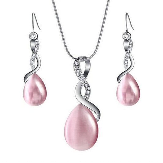 1 set Jewelry Set Drop Earrings For Women's Crystal Party Pendant Necklace