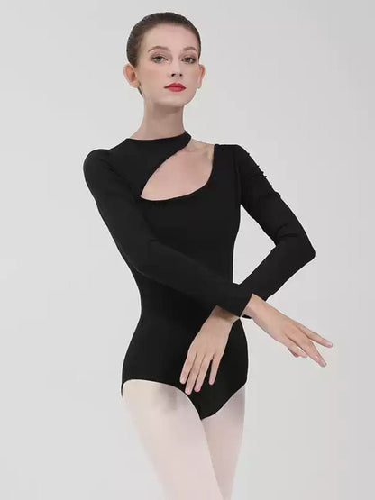 Long Sleeves Ballet Halter Black Yoga Dance Basic Training Leotard / Onesie