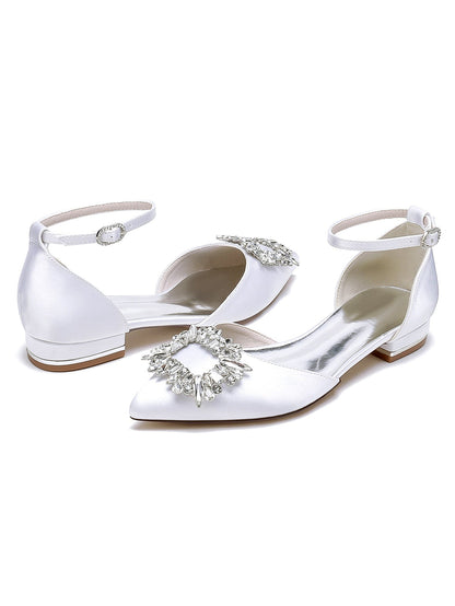 Women's Wedding Shoes Rhinestone Low Heel Pointed Toe Bridesmaid Shoes