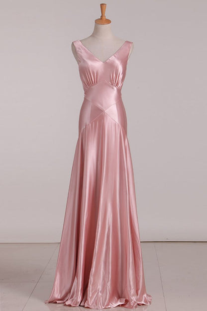 V-Neck Pink Tie Back Mermaid Bridesmaid Dress      fg5003