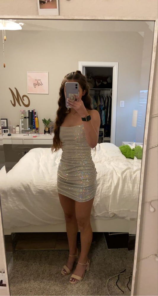 Sexy Shiny Bodycon Dress,Short Homecoming Dress    fg4271