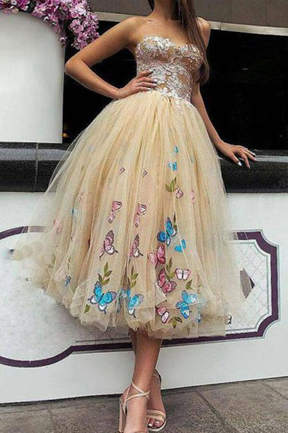 Unique Sweetheart Butterfly Flower Homecoming Dresses Online, Short Prom Dresses     fg3817