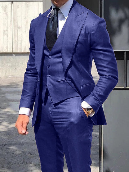 Men's Tailored Fit Single Breasted One-button 3 Pieces Wedding Suits