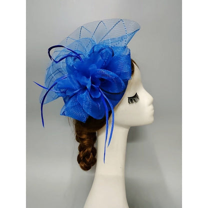 Elegant Net Saucer Hat Fascinator Hats Headpiece Flower Feather & Tulle