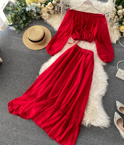 Fashion girl dress two pieces long sleeve dress  1240