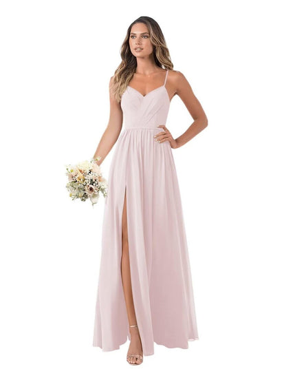 A Line/Princess Chiffon Sleeveless Floor-Length Bridesmaid Dresses