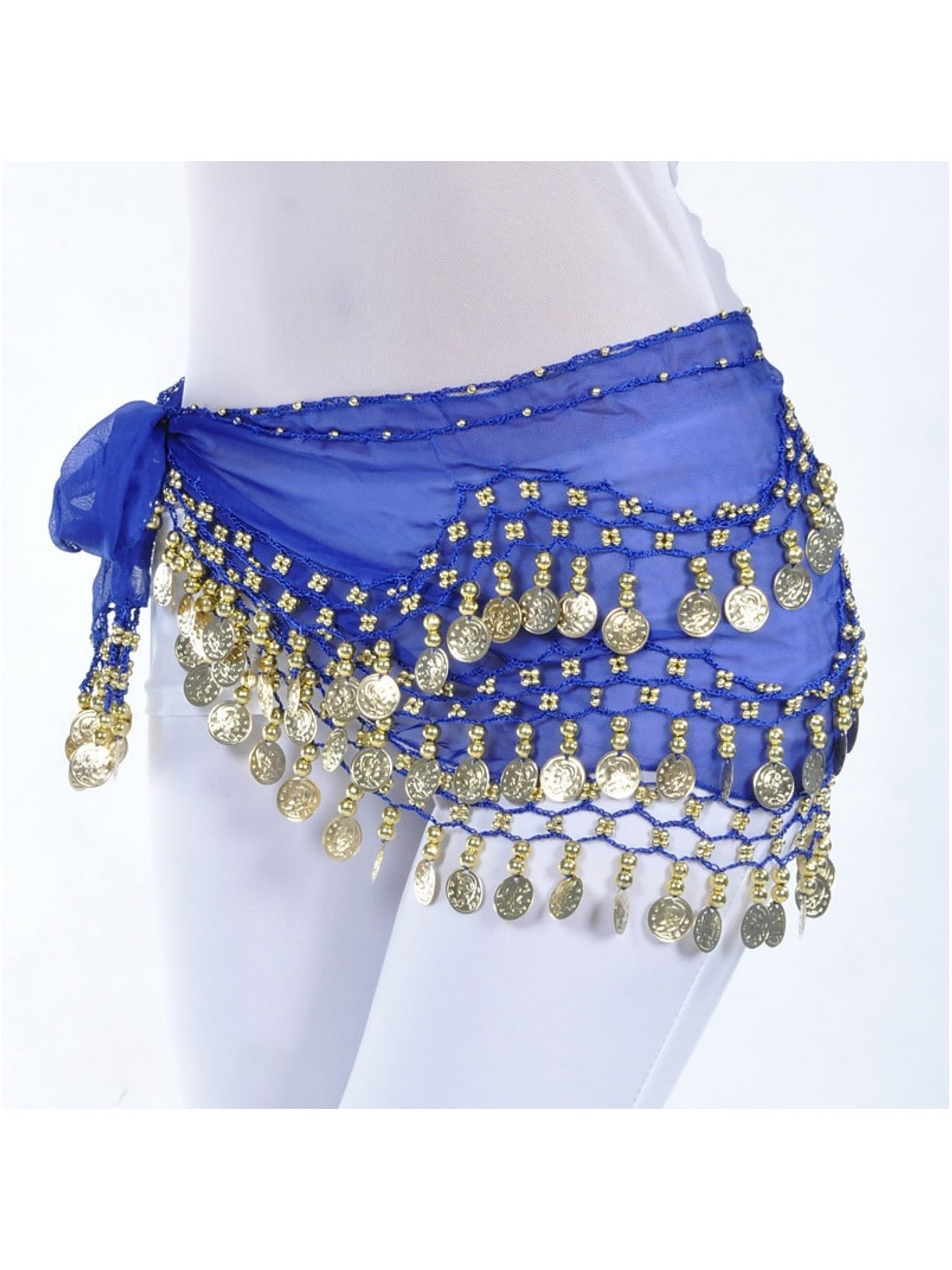 Belly Dance Hip Scarf Coin Sequin Women's Training Chiffon / Ballroom Gold Coin Belt