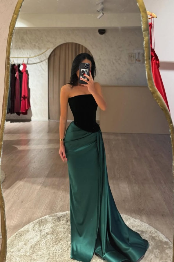 edgynewlook Strapless Long Prom Dress Sleeveless with Split