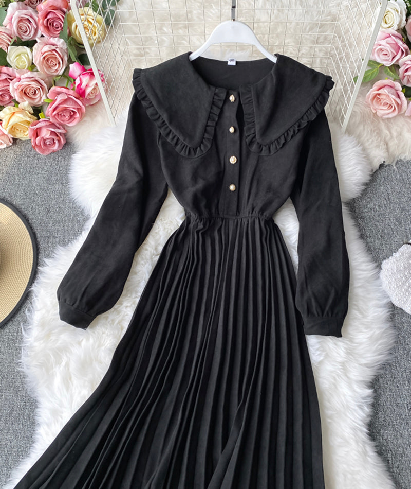 Cute lapel long sleeve dress fashion girl dress  1056