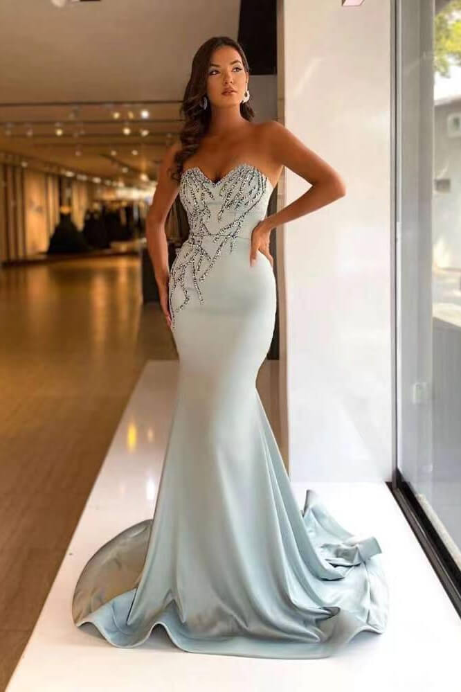 Sweetheart Pretty Long Prom Dress Mermaid With Beads ED0107