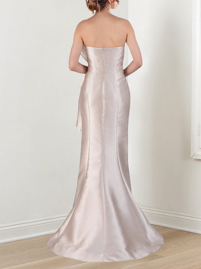 Trumpet/Mermaid Strapless Satin Evening Dresses With Beading