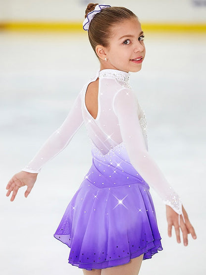 Figure Skating Women's Girls' Training Practice Long Sleeve Ice Skating Dress