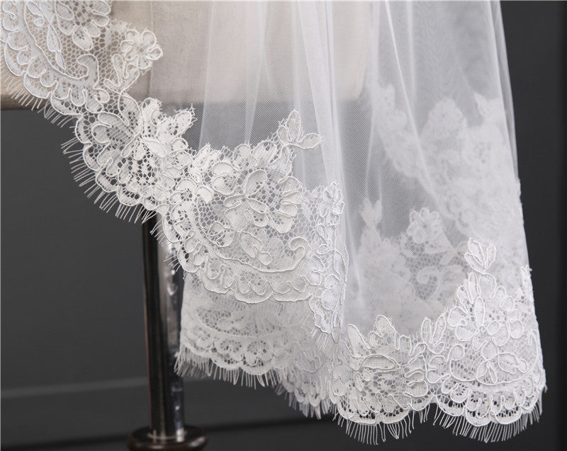 Two-tier Stylish Wedding Veil with Appliques