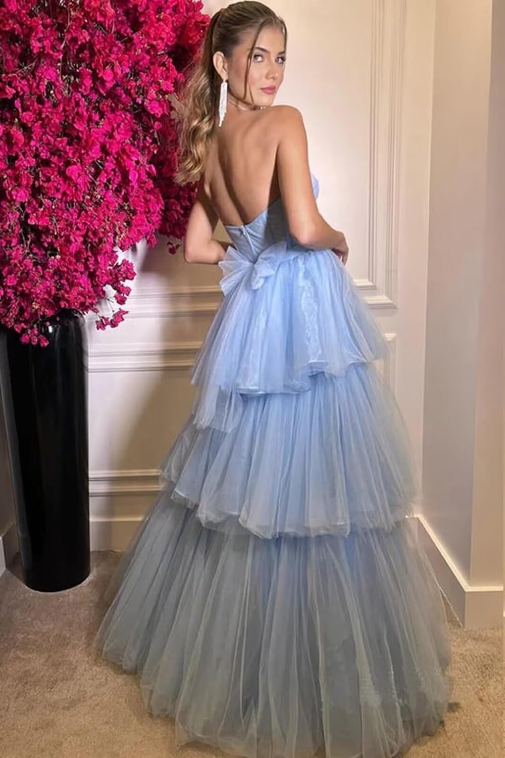 Kaylee |A-line Tiered Ruffled Long Tulle Prom Dress