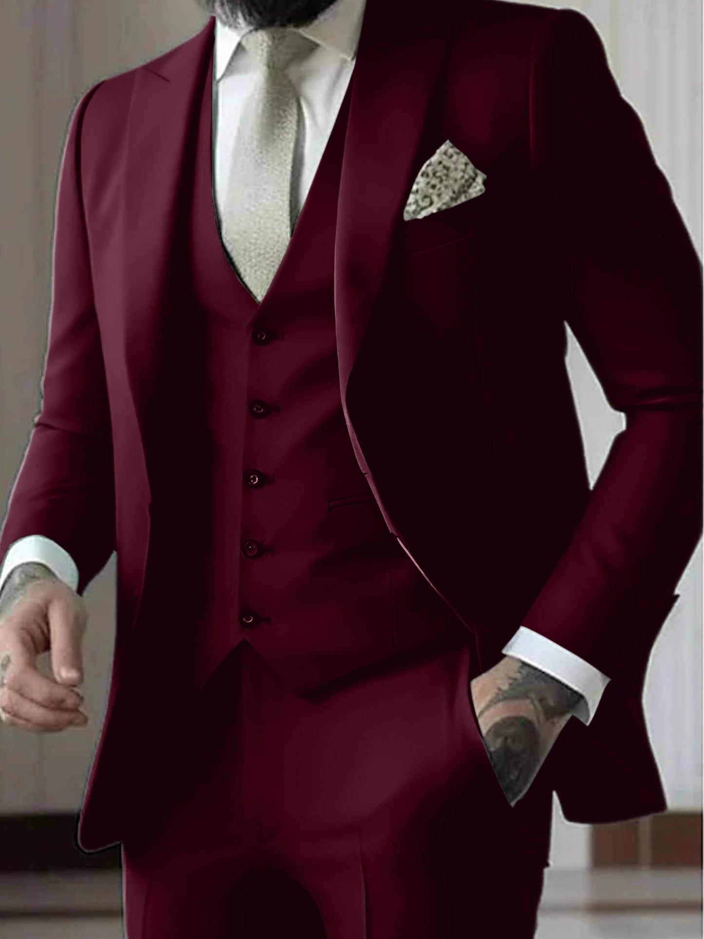 Men's Tailored Fit Single Breasted One-button 3 Pieces Wedding Suits