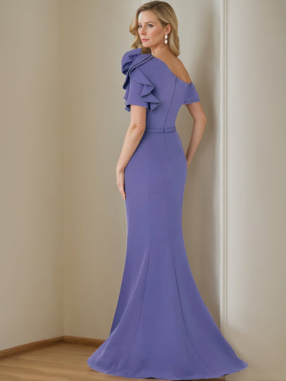 Mermaid/Trumpet One Shoulder Floor-Length Mother of the Bride Dresses with Pure Color