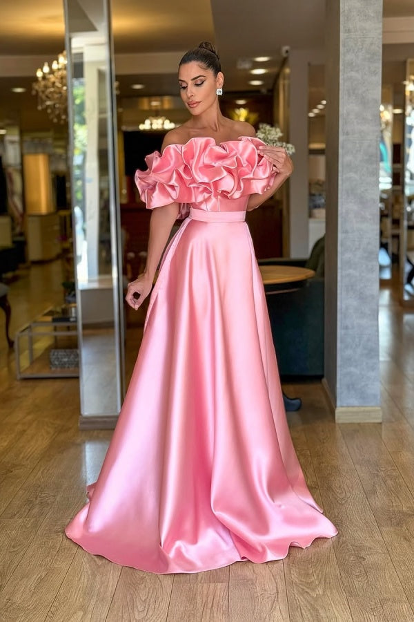 Lovely Pink Off-The-Shoulder Prom Dress ZT0470