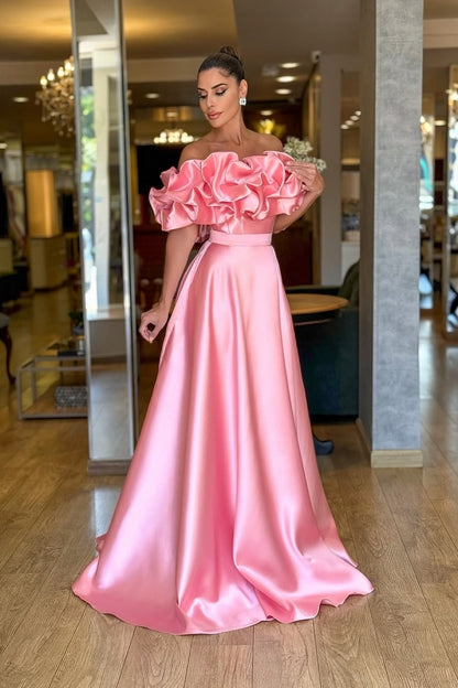 Lovely Pink Off-The-Shoulder Prom Dress ZT0470