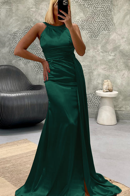 Elegant Jewel Strapless Mermaid Long Prom Dress With Pleated ED0288