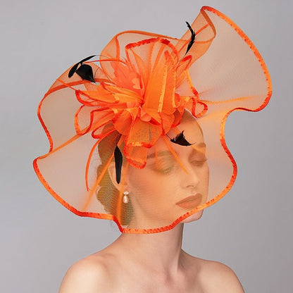 Elegant Feather Hat Fascinators Headpiece with Feather Floral Flower