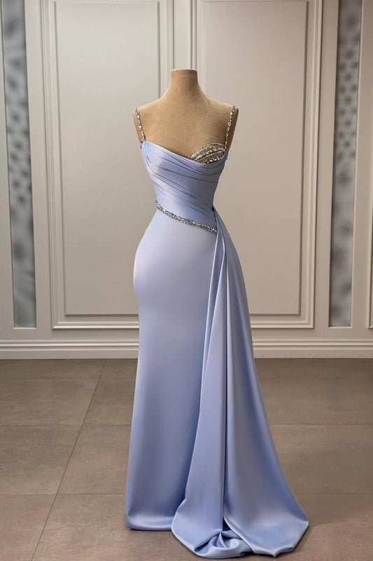 Lavender Spaghetti-Straps Beaded Pleated Prom Dress ZT0633