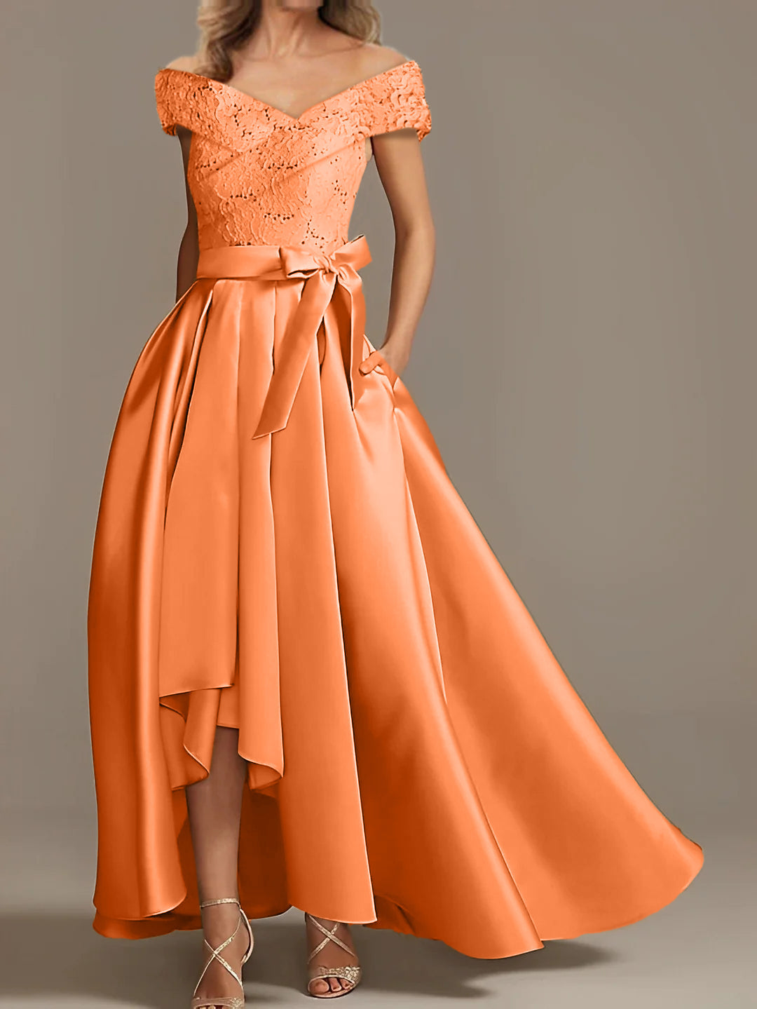 A-Line/Princess Off-the-Shoulder Asymmetrical Mother of the Bride Dresses with Ruffles