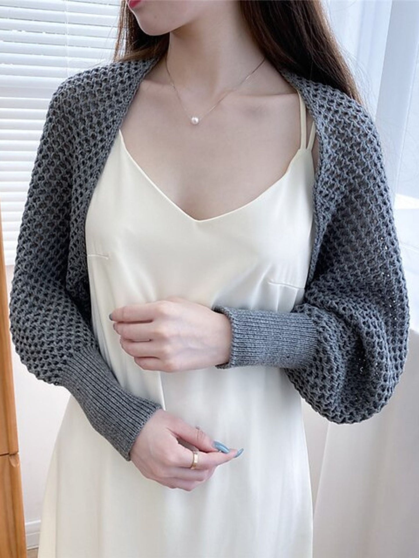 Women's Wrap Bolero Casual Long Sleeves Knitwear with Pure Color