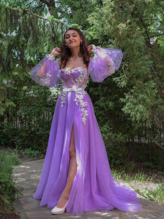 Gorgeous Rhinestone Floral Tulle A-line Prom Dresses Gowns  gh2149