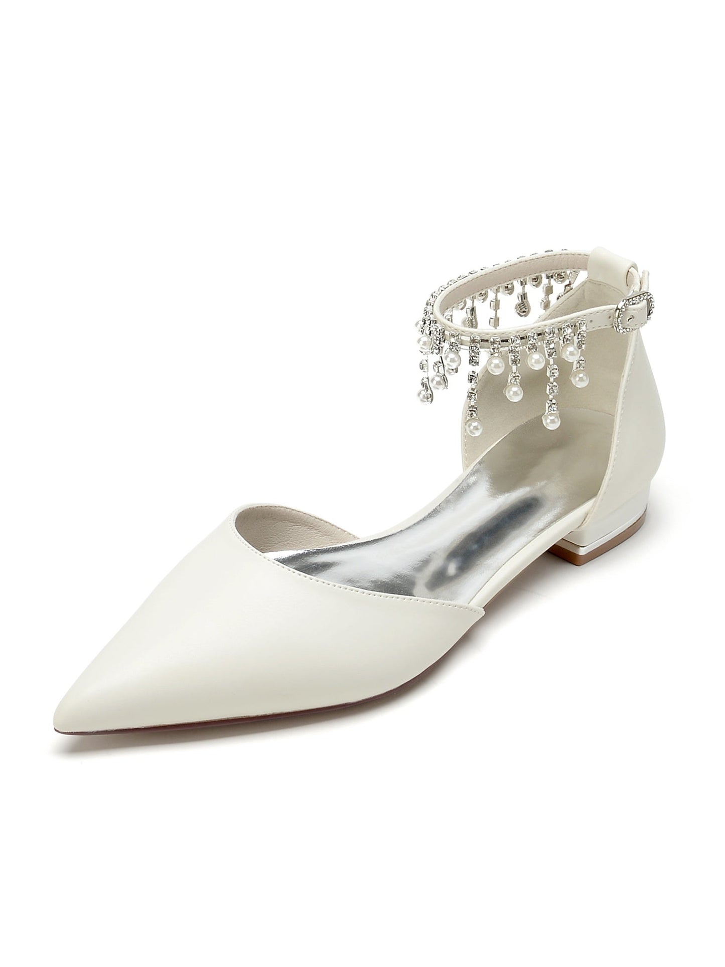 Women's Wedding Shoes Rhinestone Low Heel Pointed Toe Bridesmaid Shoes