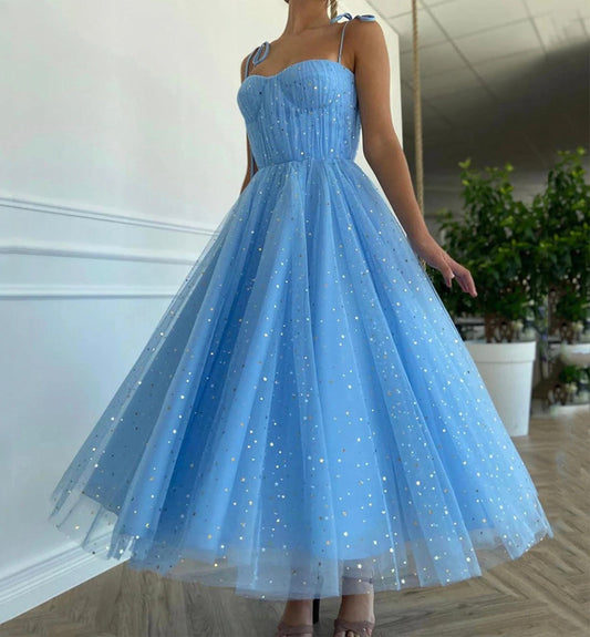 Blue tulle short prom dress cocktail dress  8981