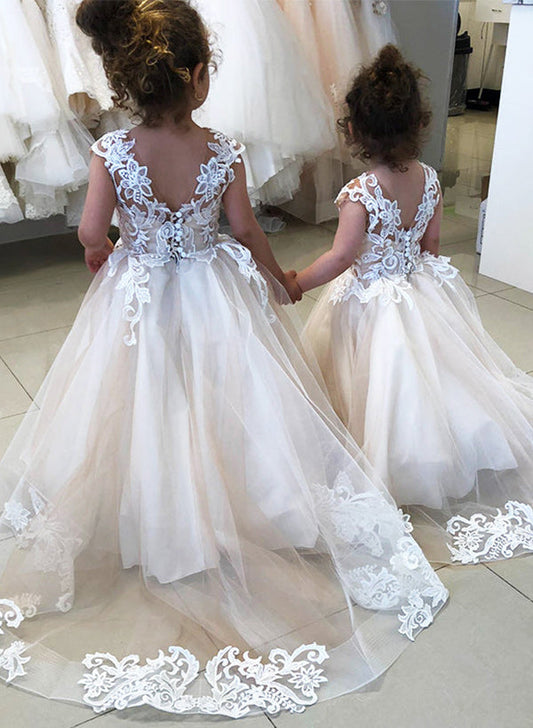 A-Line/Princess Tulle Girl Dresses with Applique