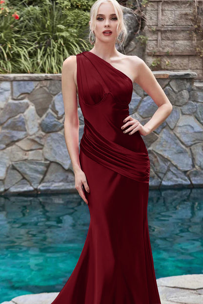 Elegant One Shoulder Sleeveless Mermaid Prom Dress On Sale ED0306