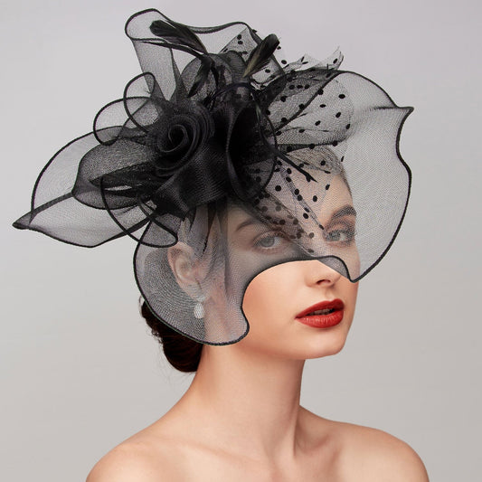 Feathers / Net Fascinators / Hats / Headpiece with Feather / Cap / Horse Race / Melbourne Cup Headpiece