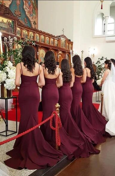 Spaghetti Straps Mermaid Sexy Backless Sleeveless Long Bridesmaid Dress,Cheap Bridesmaids Dresses  gh2082