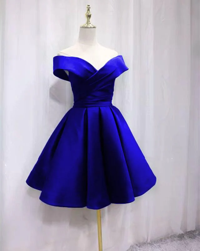 Short Satin Off Shoulder Homecoming Dress For Prom gh898