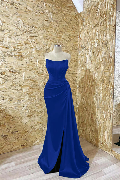 Gorgeous Strapless Long Mermaid Prom Dress With Pleats Ruffles ED0425