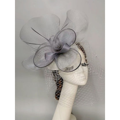 Noble Fascinators Net Wedding Horse Race Hats Flower Headpiece & Knot Bow