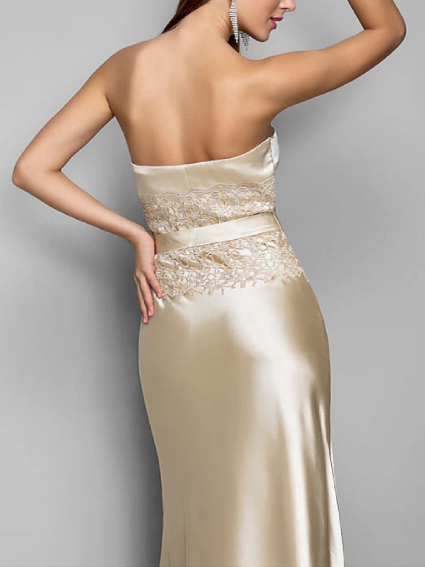 Mermaid/Trumpet Sweetheart Sleeveless Floor-Length Wedding Guest Dresses With Appliques Lace