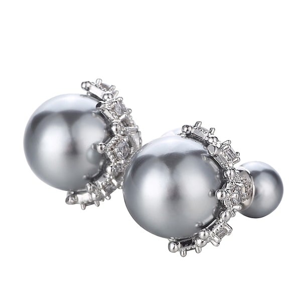 Exquisite Pearl/Rhinestone Stud Earrings