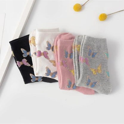 4 Pairs Women's Daily Animal Patterned Cotton Simple Lolita Cute Sports Crew Socks