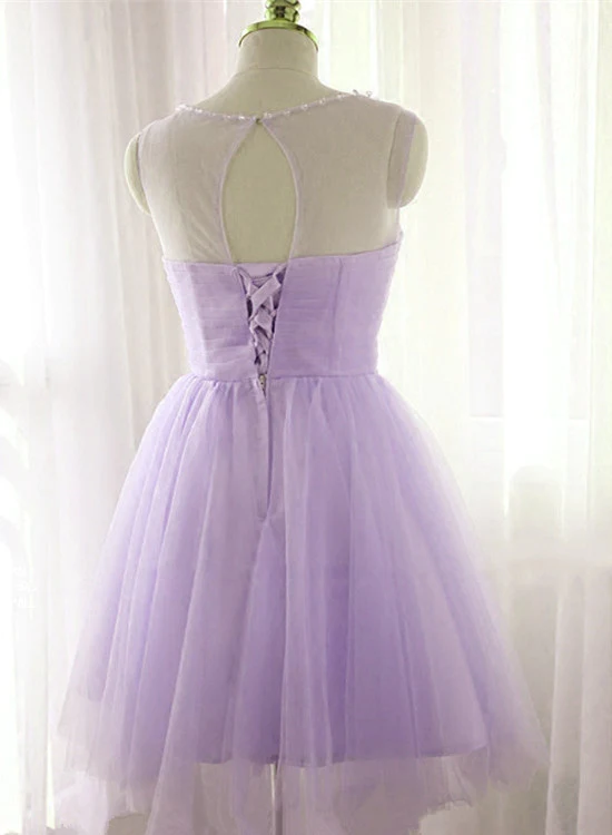 Cute Lavender Homecoming Dress With Belt, Lovely Short Prom Dress  gh510