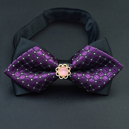 Men's Pre-Tied Adjustable Bow Tie Plaid Wedding Birthday Party