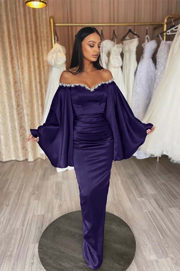 Gorgeous Black Prom Dress Long Sleeves ED0564