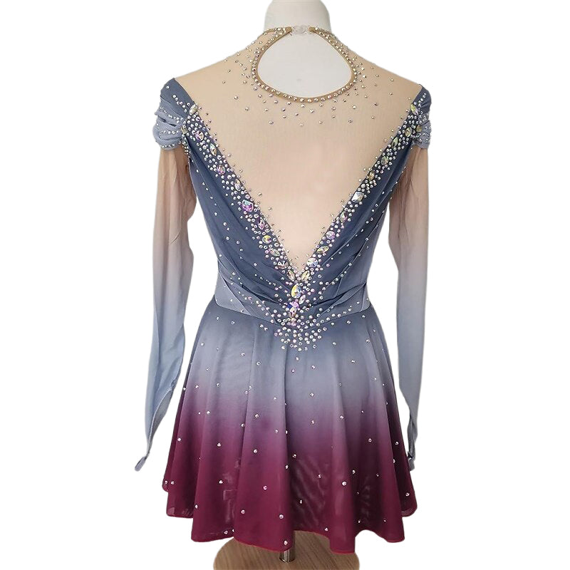 Sparkling Figure Skating Women's Girls' Long Sleeves Skating Training Practice Dress