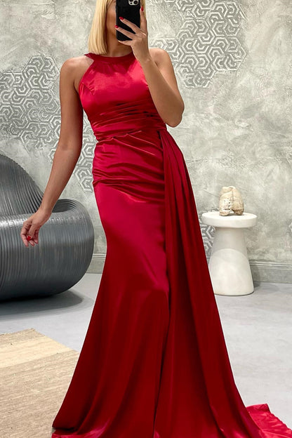 Elegant Jewel Strapless Mermaid Long Prom Dress With Pleated ED0288