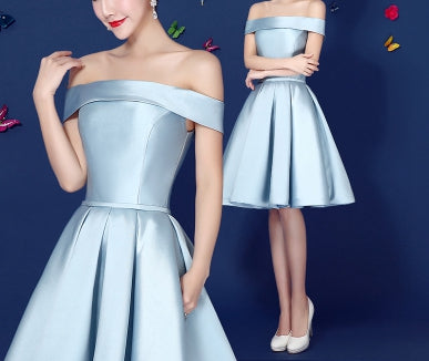 Beautiful satin short prom dress,homecoming dress,bridesmaid dress  7619