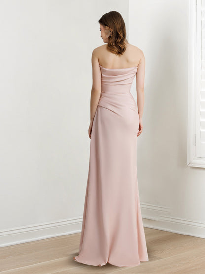 Sheath/Column Strapless Sleeveless Floor-Length Long Evening Dresses with Beaded