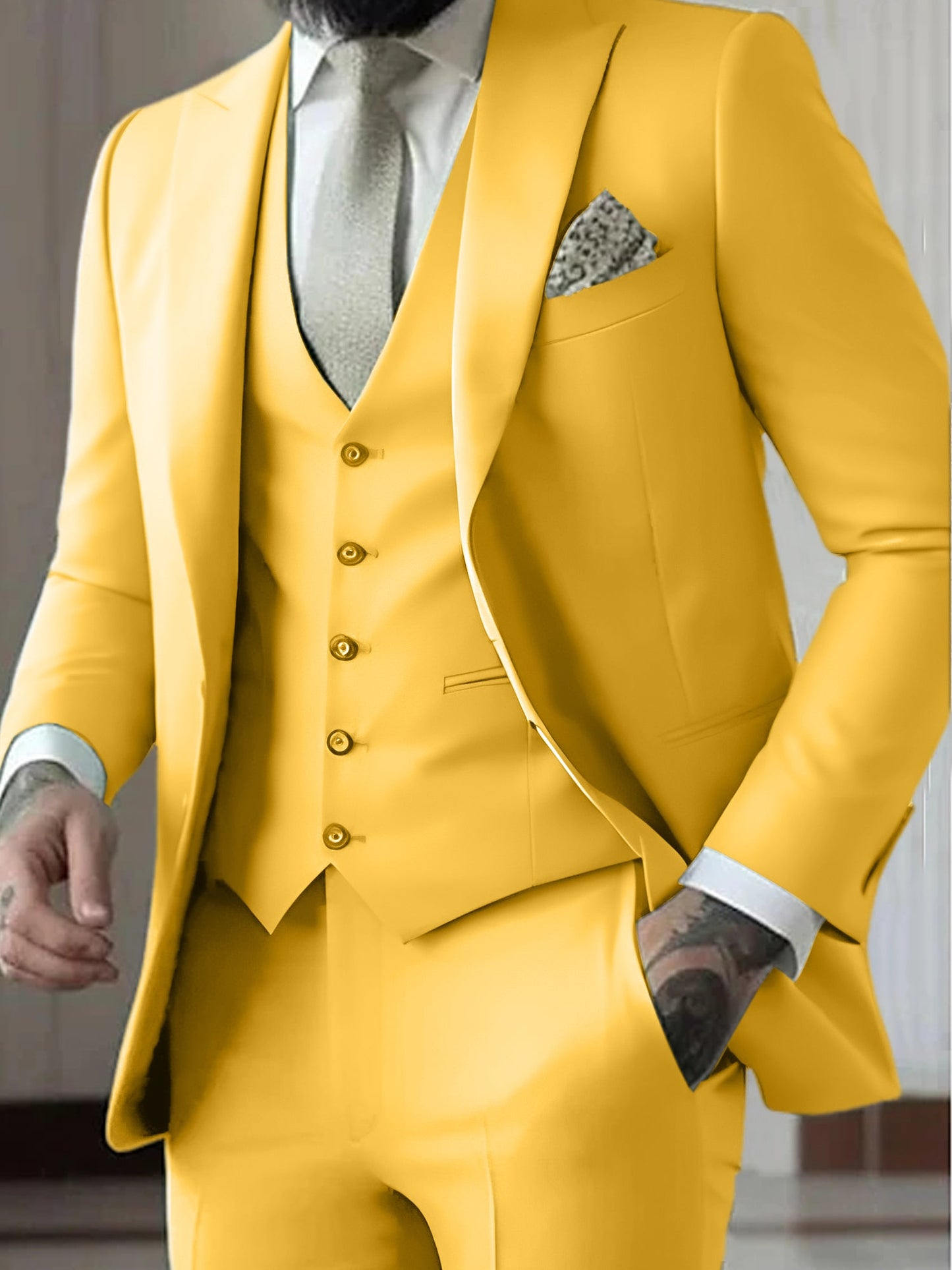 Men's Tailored Fit Single Breasted One-button 3 Pieces Wedding Suits