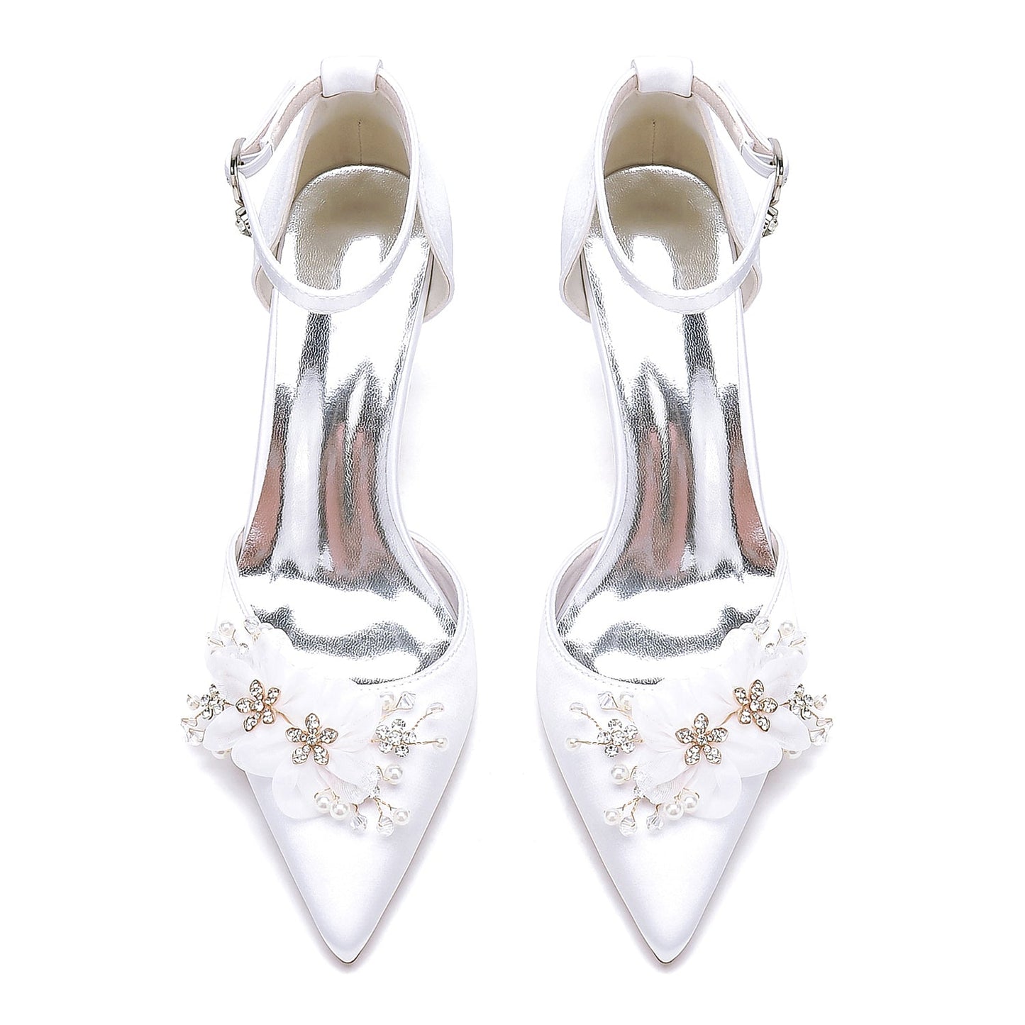 Women's Wedding Flowers High Heel Pointed Toe Bridal Shoes