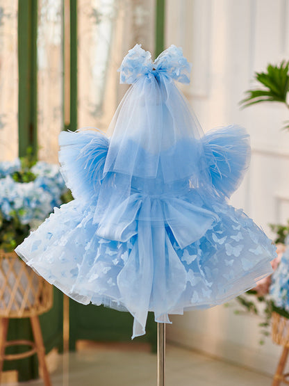 Tulle Knee-length Birthday Party Baby Girl Dress